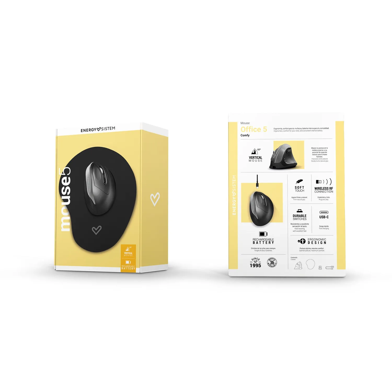 Energy Sistem Office 5 souris verticale sans fil Noir