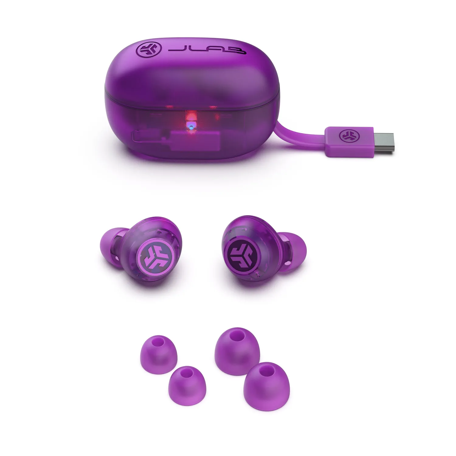 JLab GO Pop ANC écouteurs violet transparent ANC
