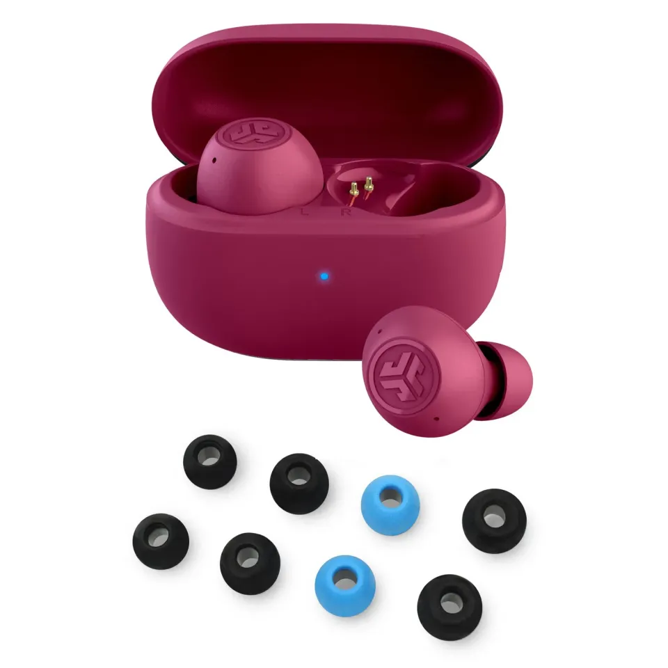 JLab GO Pop ANC écouteurs fuchsia + embouts mousse