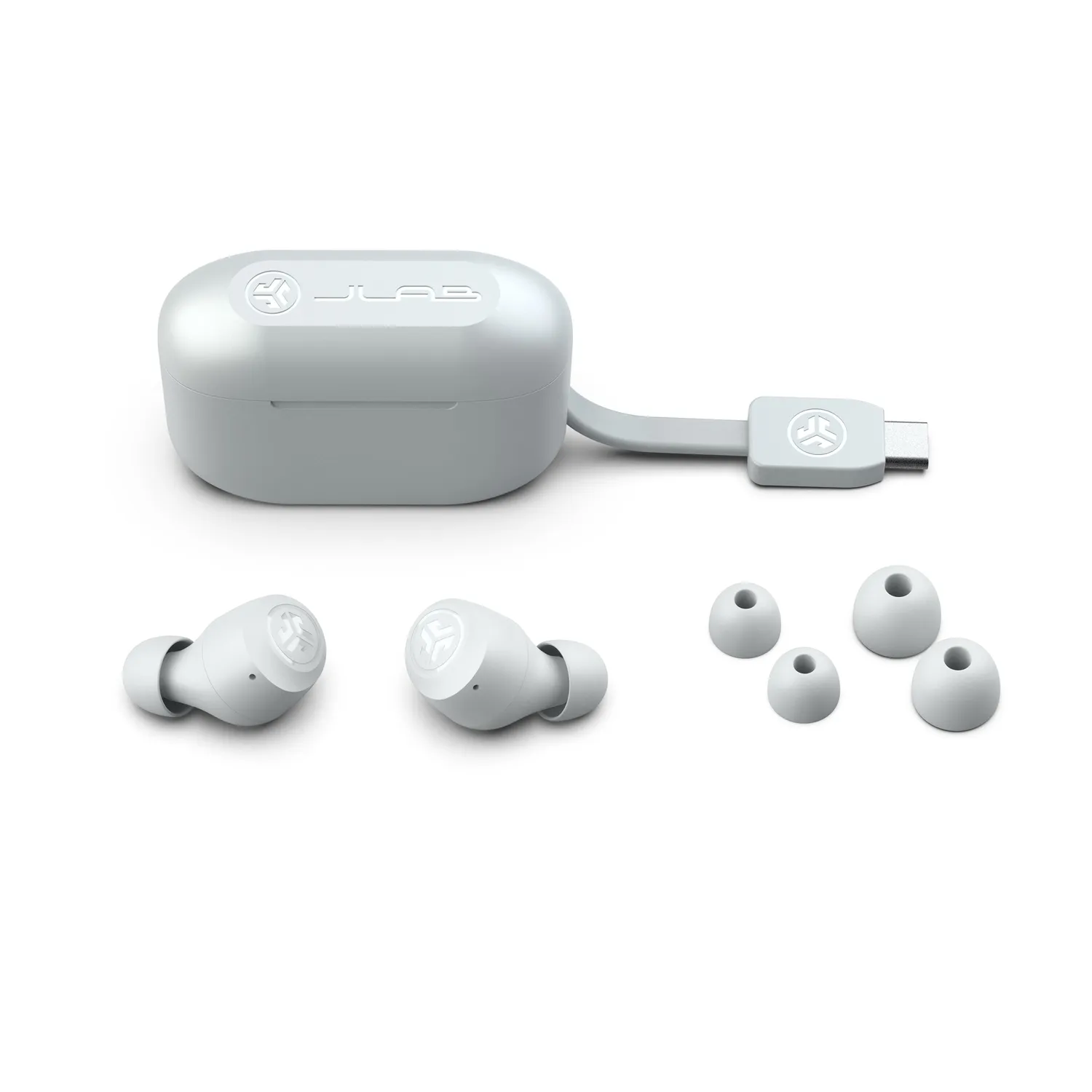 JLab Go Pop+ écouteurs bluetooth blanc 35h + embouts foam