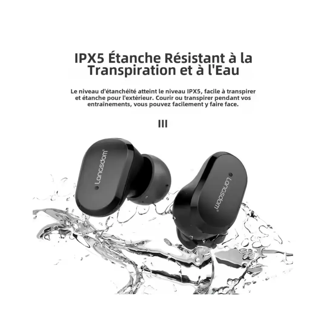 Soundswealth mini écouteurs bluetooth 5.1 noir LED 18h