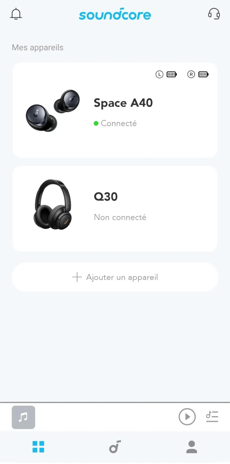 Soundcore Space A40 écouteurs sans fil blanc ANC