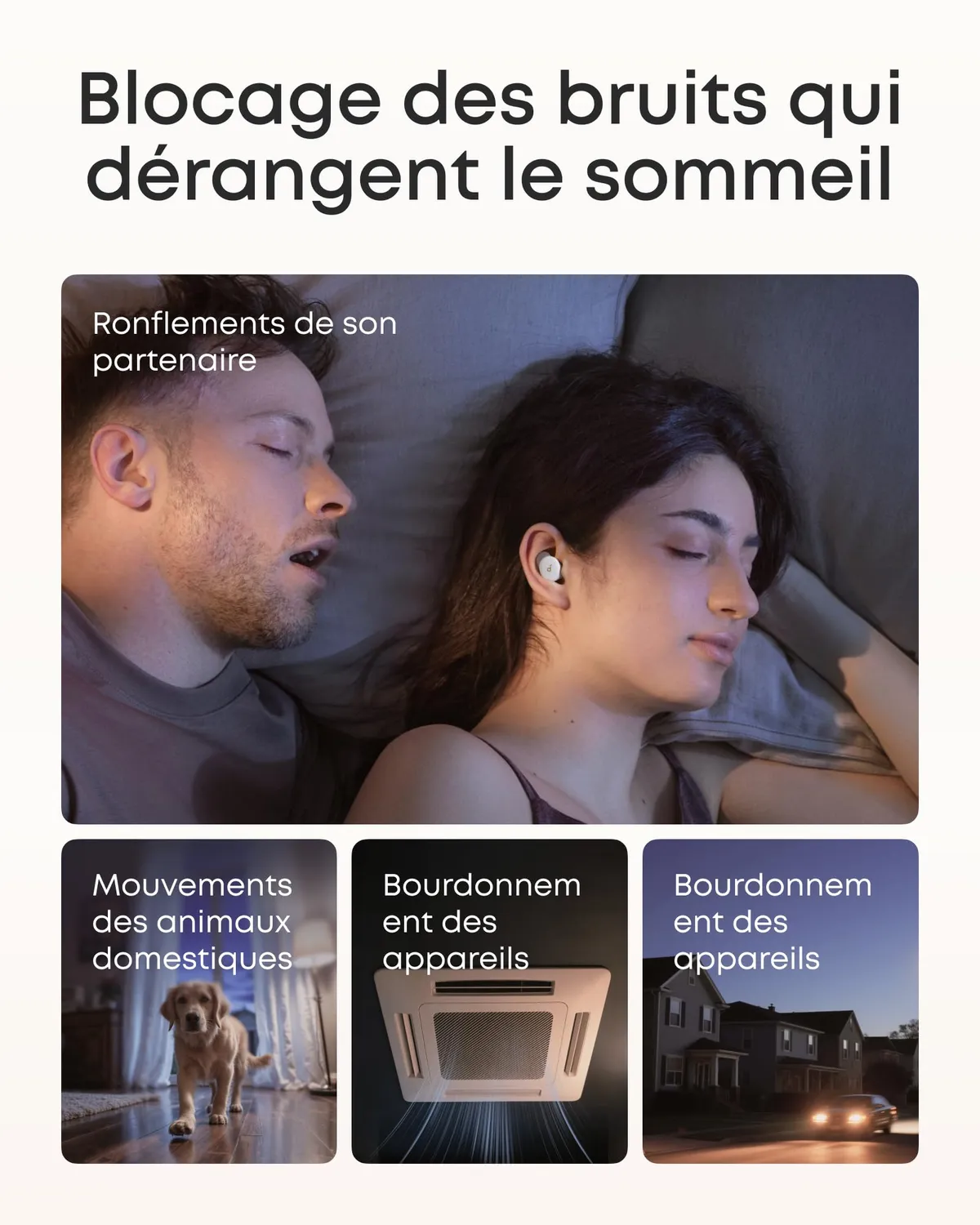Soundcore Sleep A30 écouteurs sommeil blanc ANC nuit