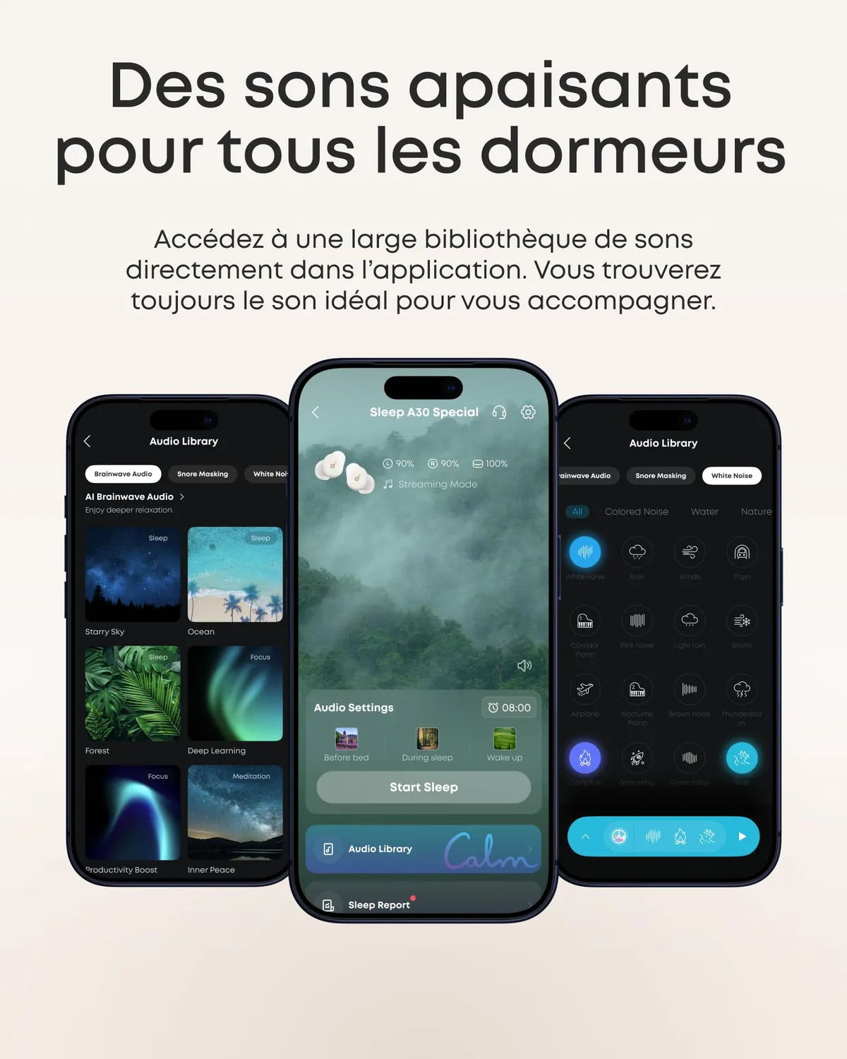 Soundcore Sleep A30 écouteurs sommeil blanc ANC nuit