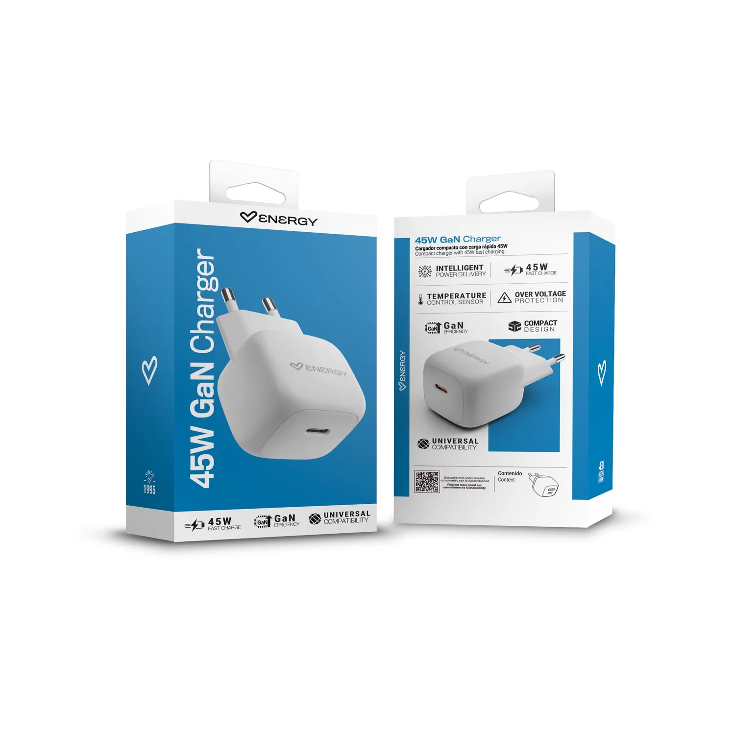 Energy Sistem 45W GaN chargeur rapide blanc 45W