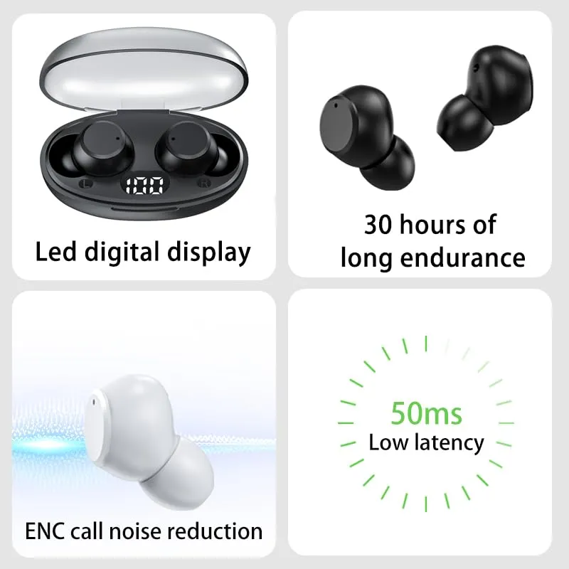 Soundswealth Mini écouteurs Bluetooth noir 18H LED