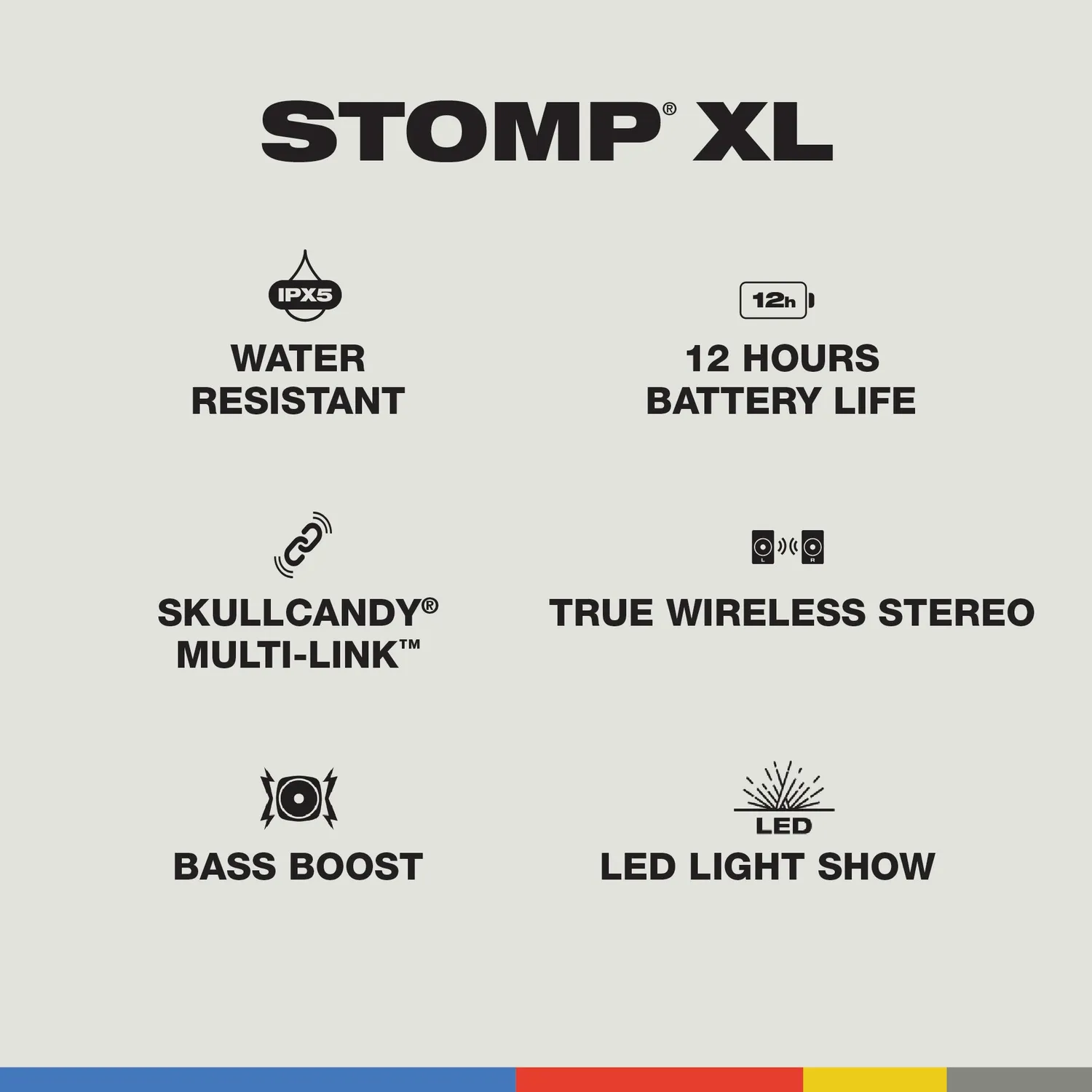 Skullcandy Stomp XL enceinte sans fil Black LED basses