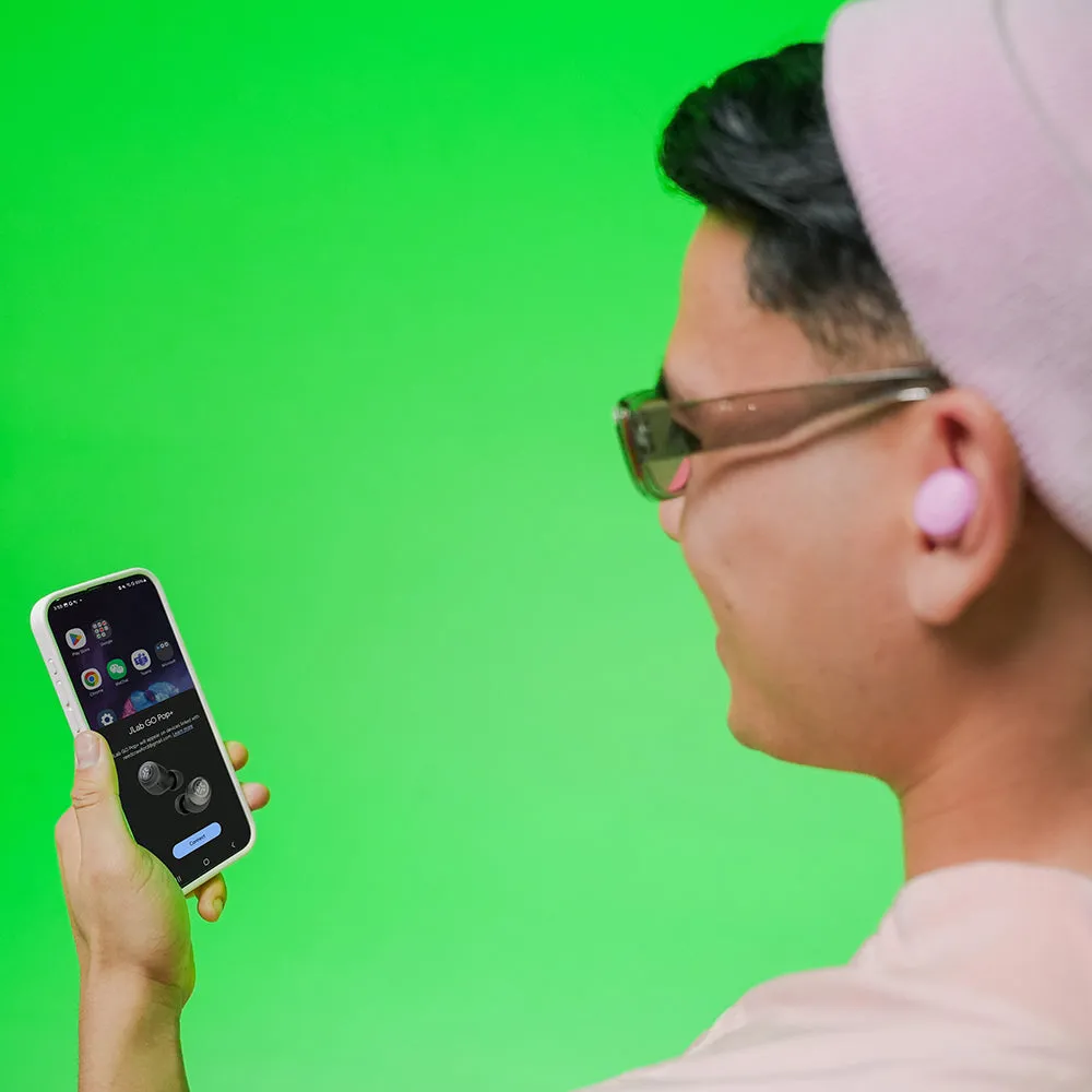 JLab GO Pop+ écouteurs bluetooth rose coffret foam