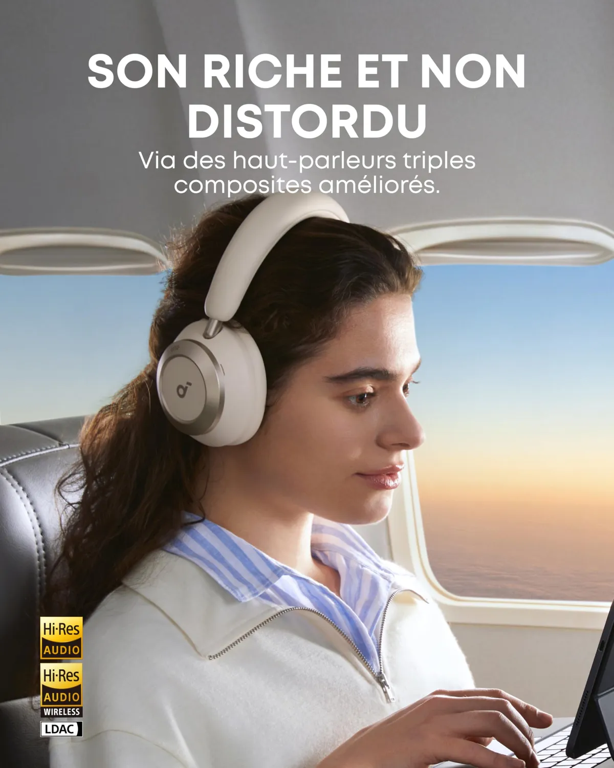 soundcore Space One Pro casque bluetooth blanc crème 60h