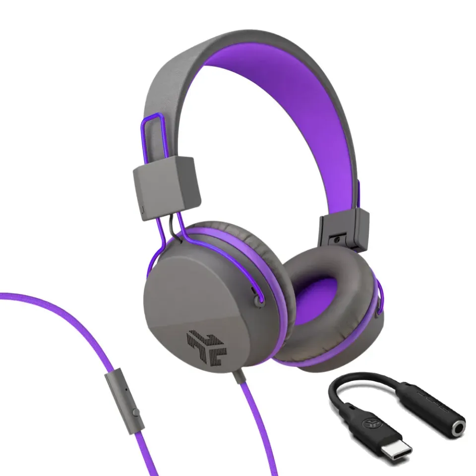JLab JBuddies Studio casque filaire enfant graphite violet USB-C 85dB