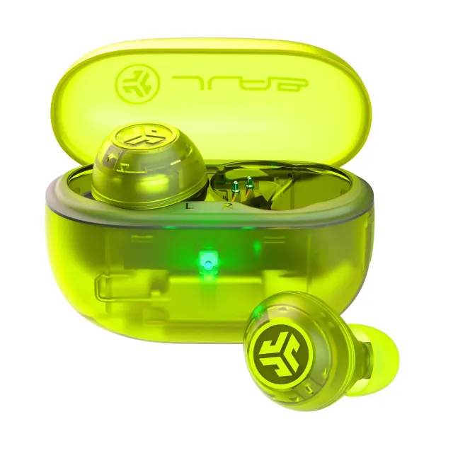 JLab Go Pop ANC écouteurs sans fil vert néon transparent
