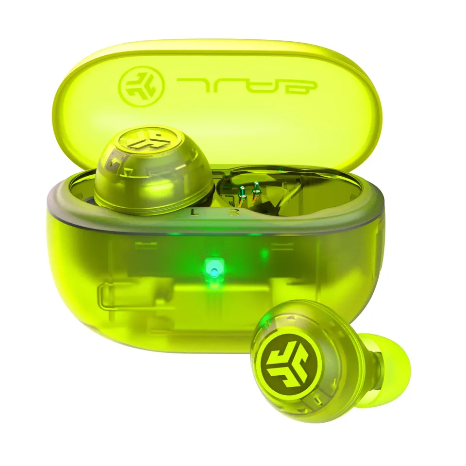 JLab Go Pop ANC écouteurs sans fil vert néon transparent