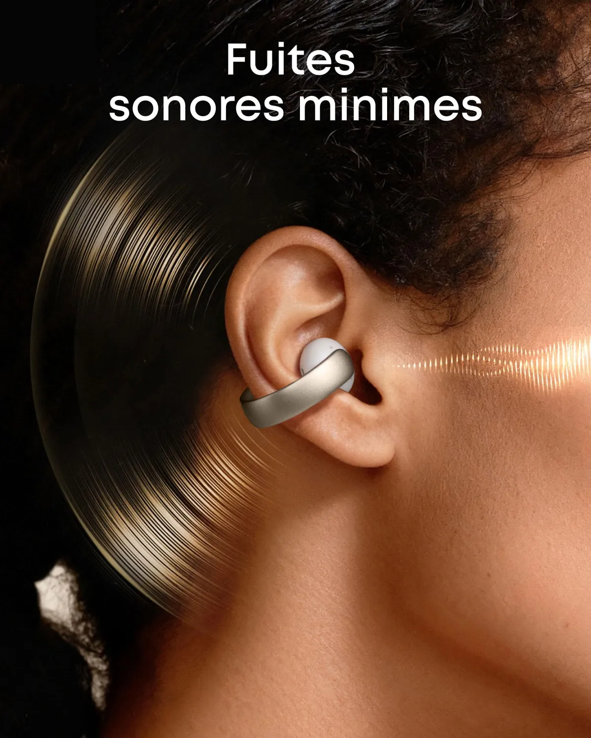 Soundcore AeroClip écouteurs ouverts champagne clip