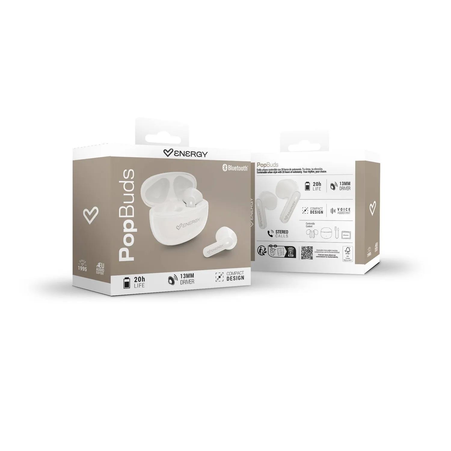 Energy Sistem PopBuds écouteurs TWS Cream 20 h