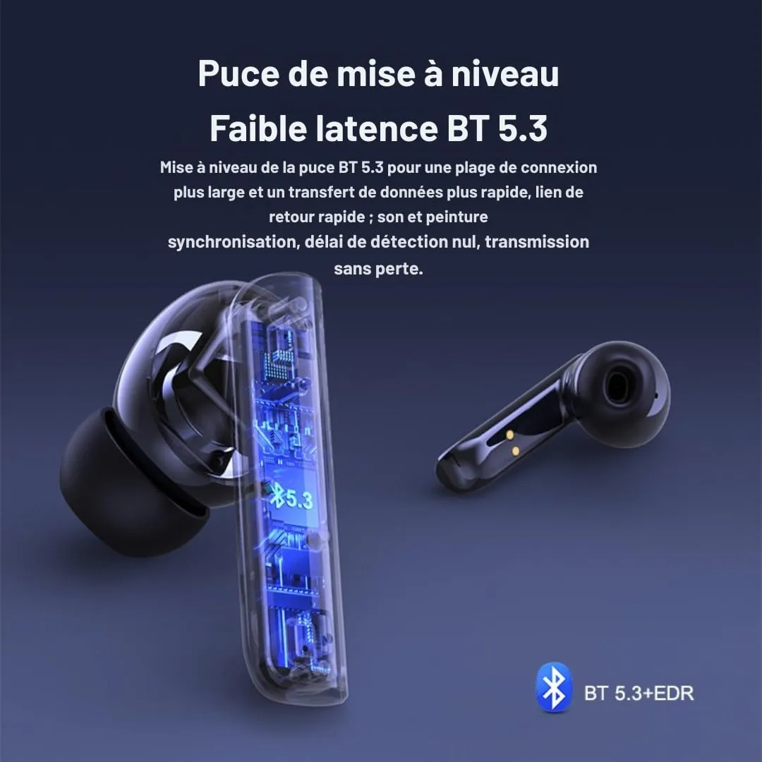Soundswealth Bluetooth 5.3 écouteurs sans fil noir ANC