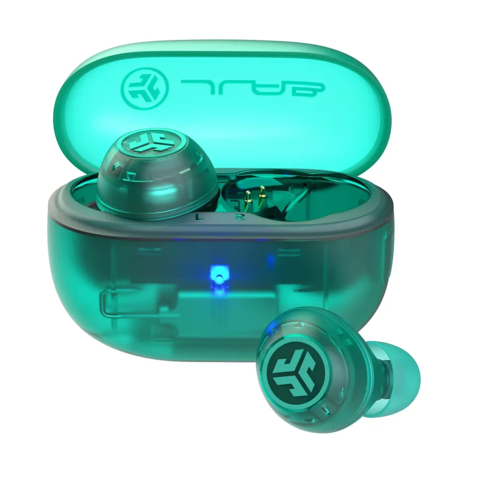 JLab GO Pop ANC ecouteurs bluetooth teal transparent