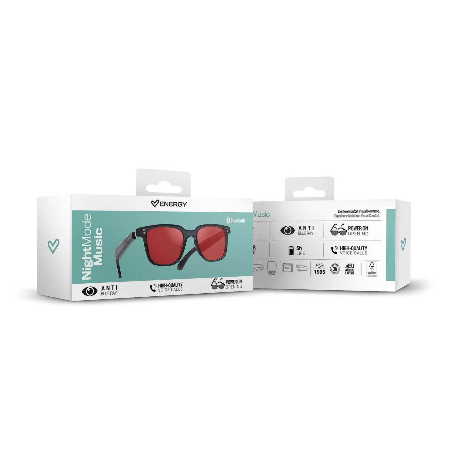 Energy Sistem Night Mode Music Sunglasses lunettes bluetooth noire verres rouges