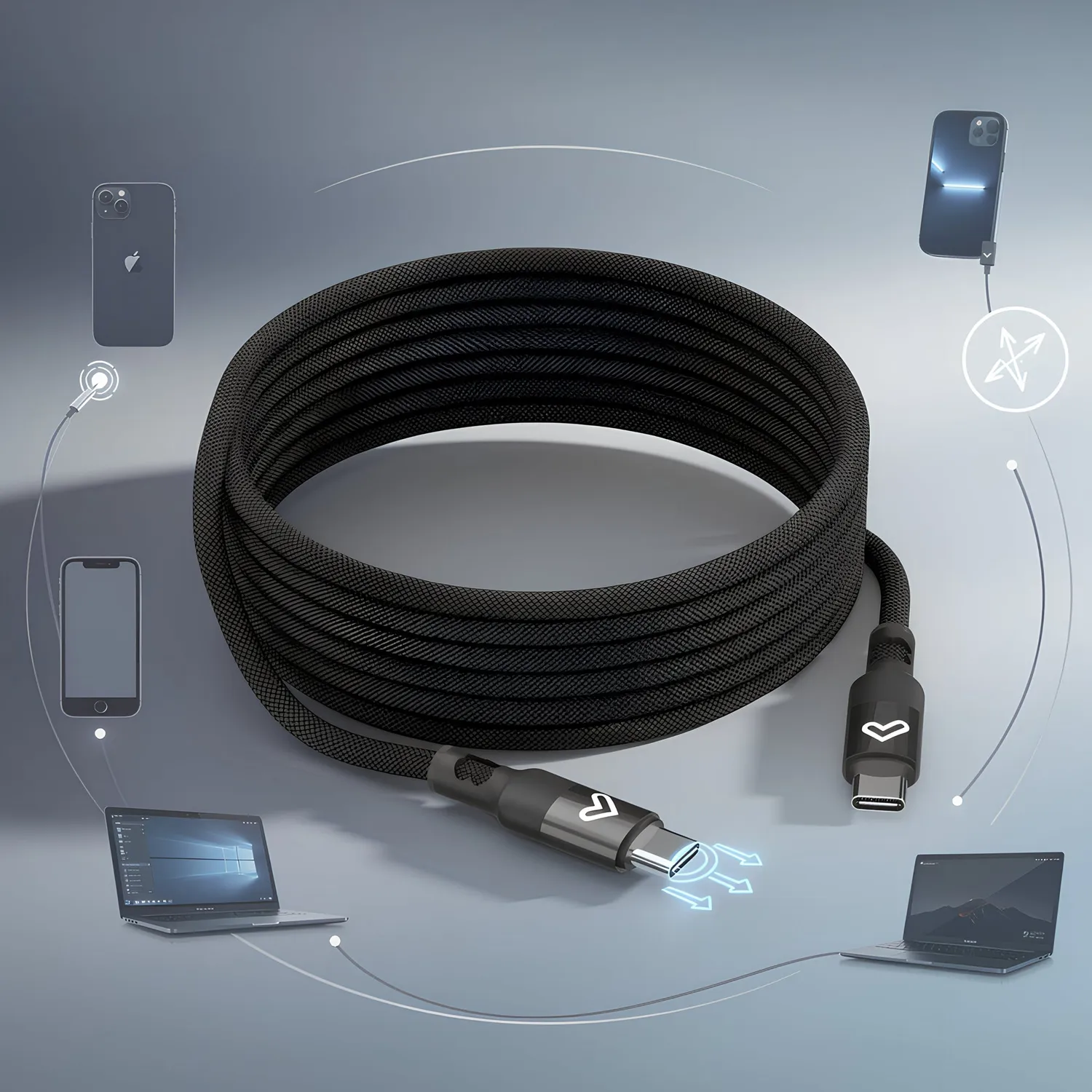 Energy Sistem Magnet Roll câble USB-C noir 1,5 m 60W