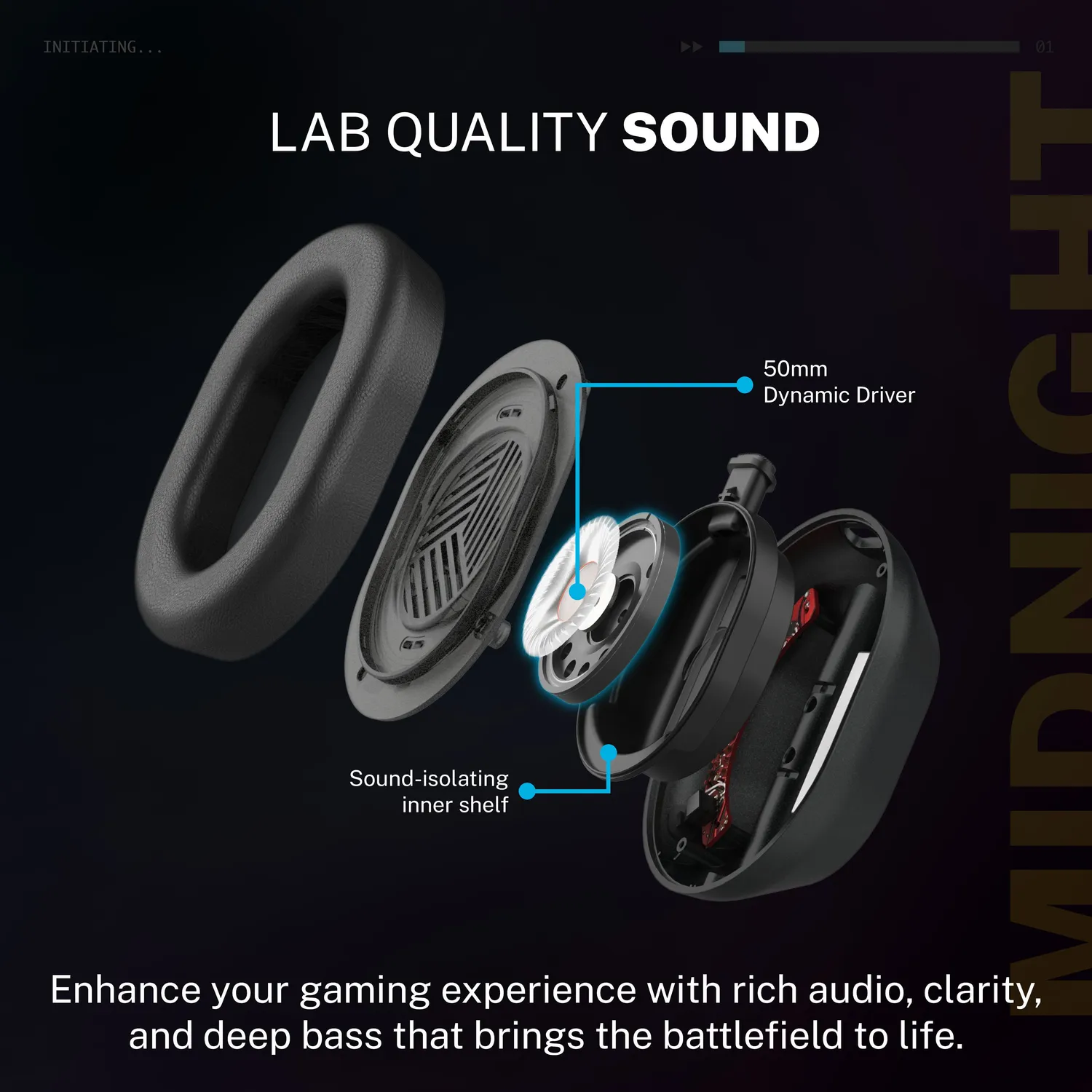 JLab Midnight Wireless casque gaming noir 100h