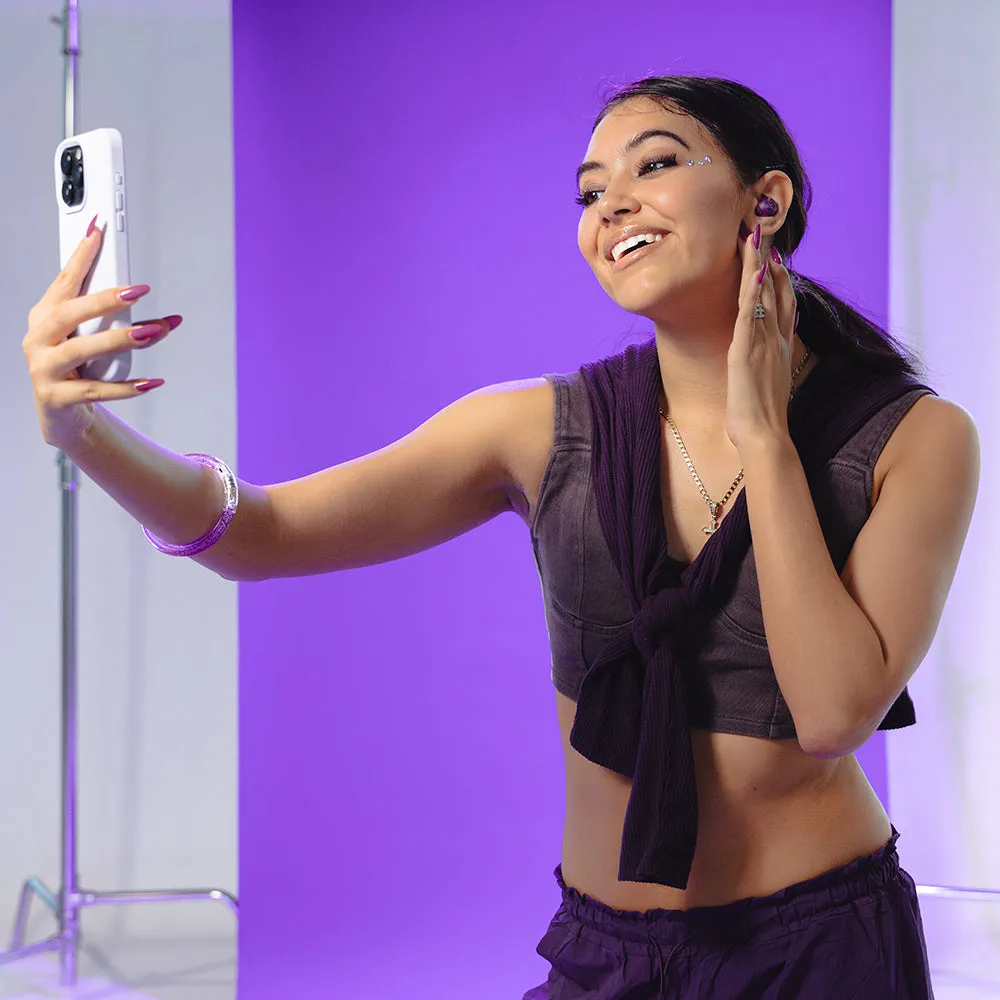 JLab Go Pop ANC écouteurs violet transparent + embouts
