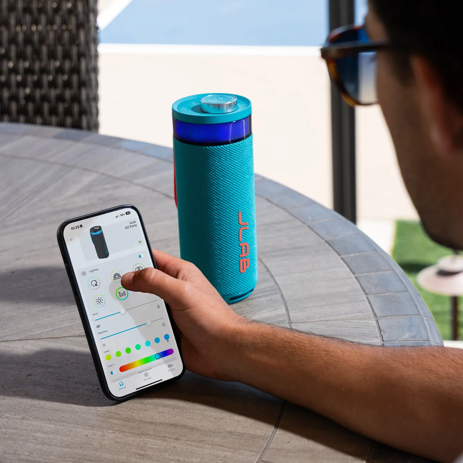 JLab Go Party enceinte bluetooth cyan 10W IP56