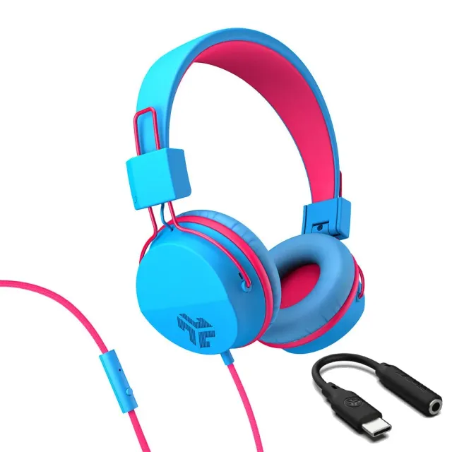 JLab JBuddies Studio casque filaire enfant bleu rose 85dB