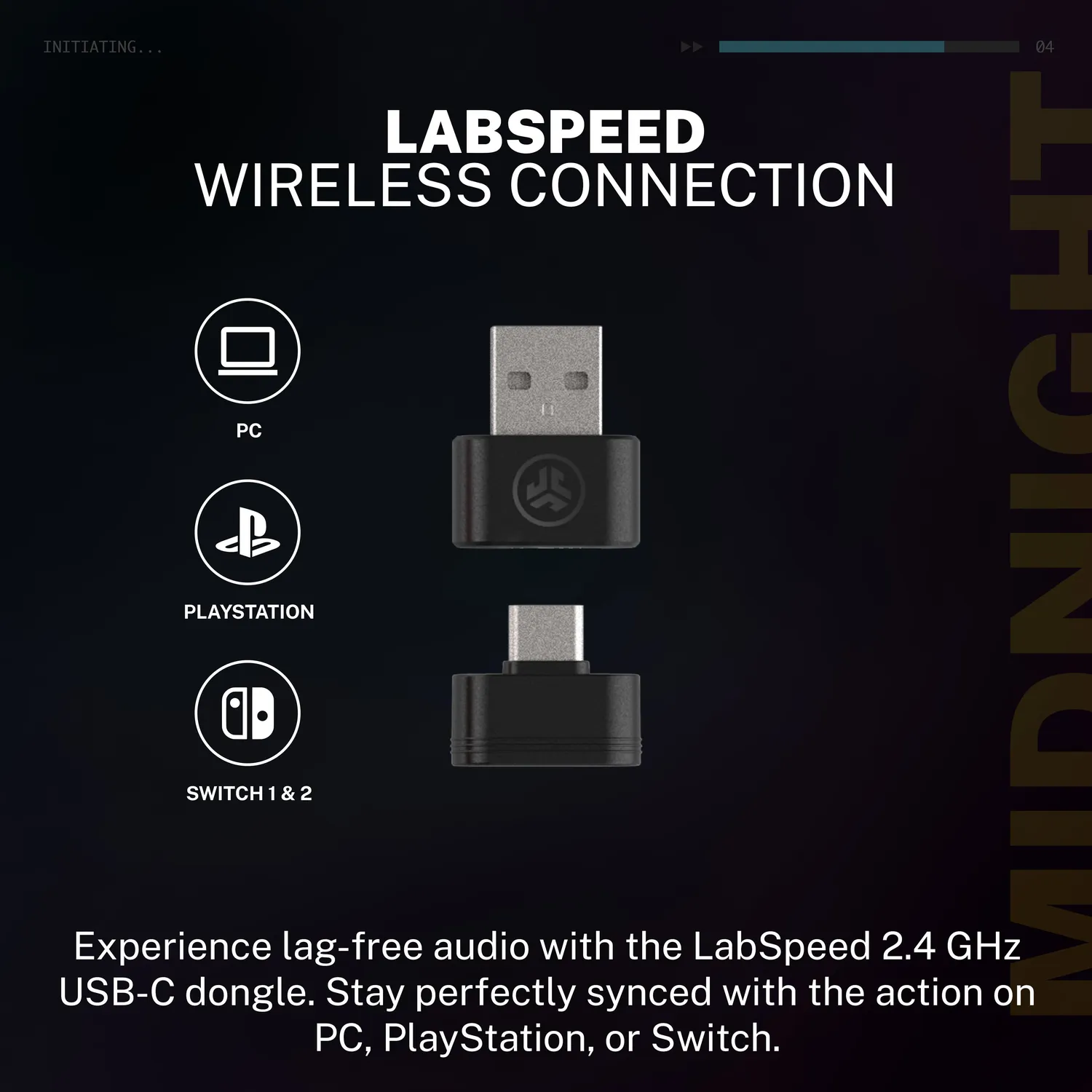 JLab Midnight Wireless casque gaming noir 100h