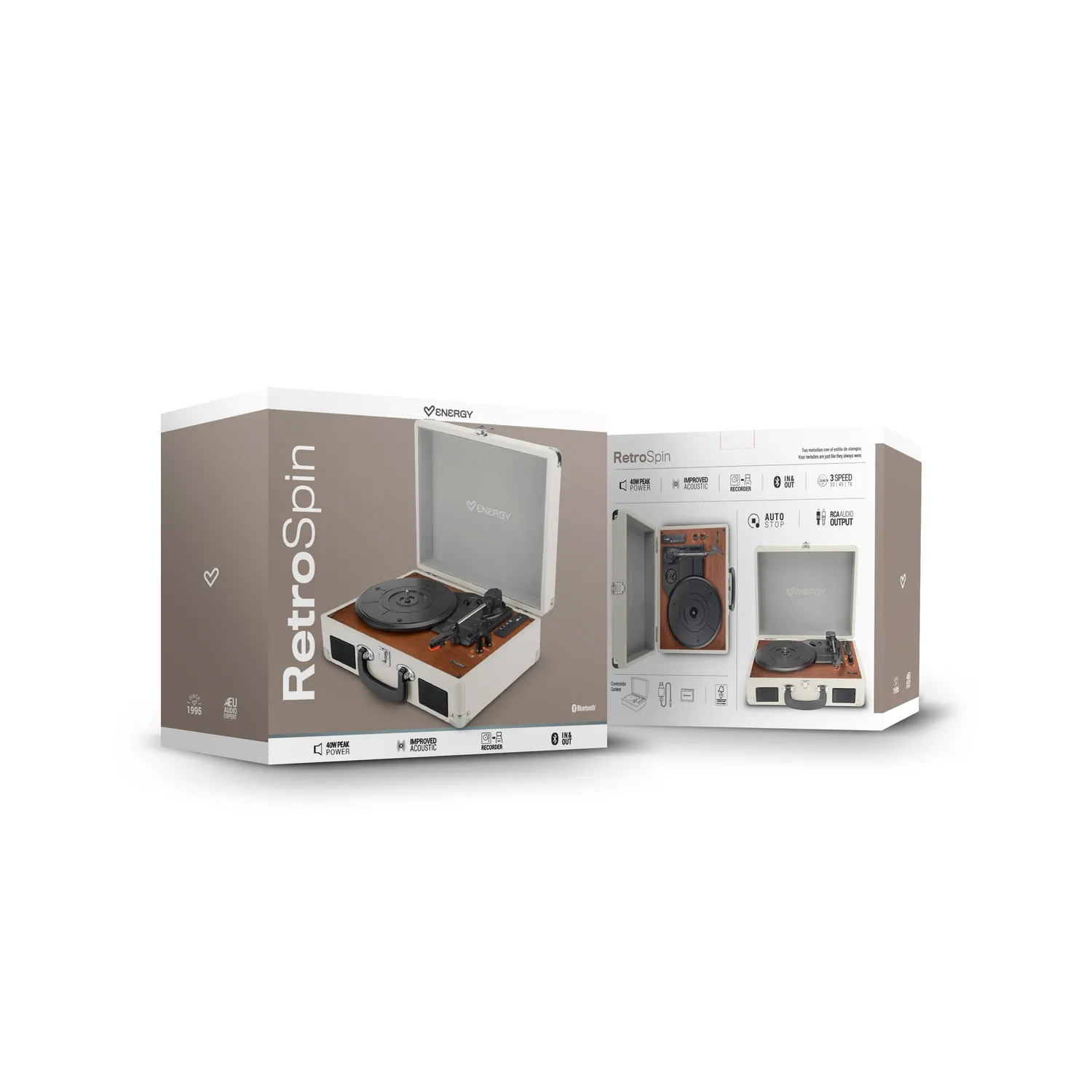 Energy Sistem RetroSpin platine vinyle ivoire bluetooth 33/45/78