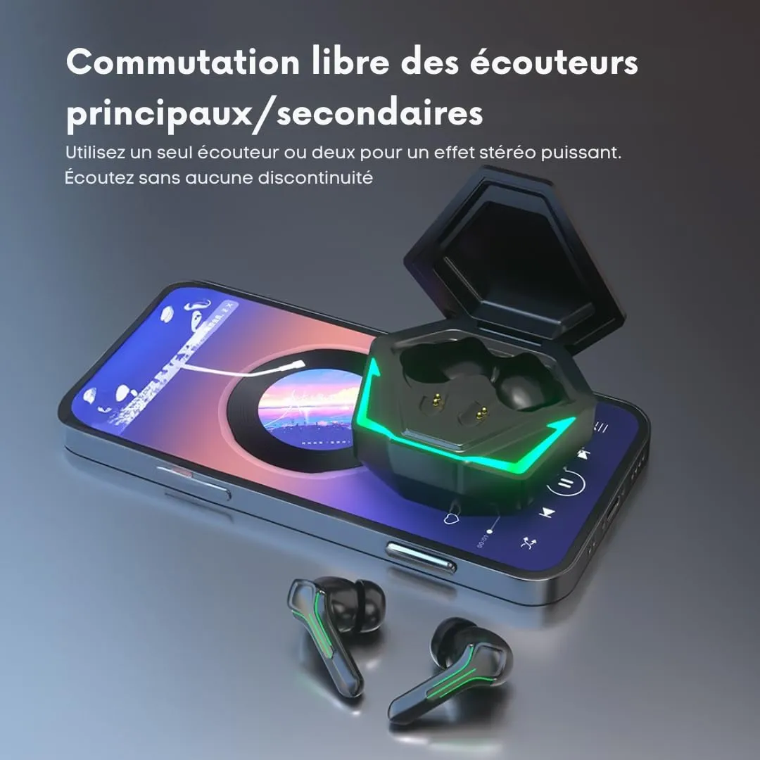 Soundswealth écouteurs gaming bluetooth 5.4 noir 25h