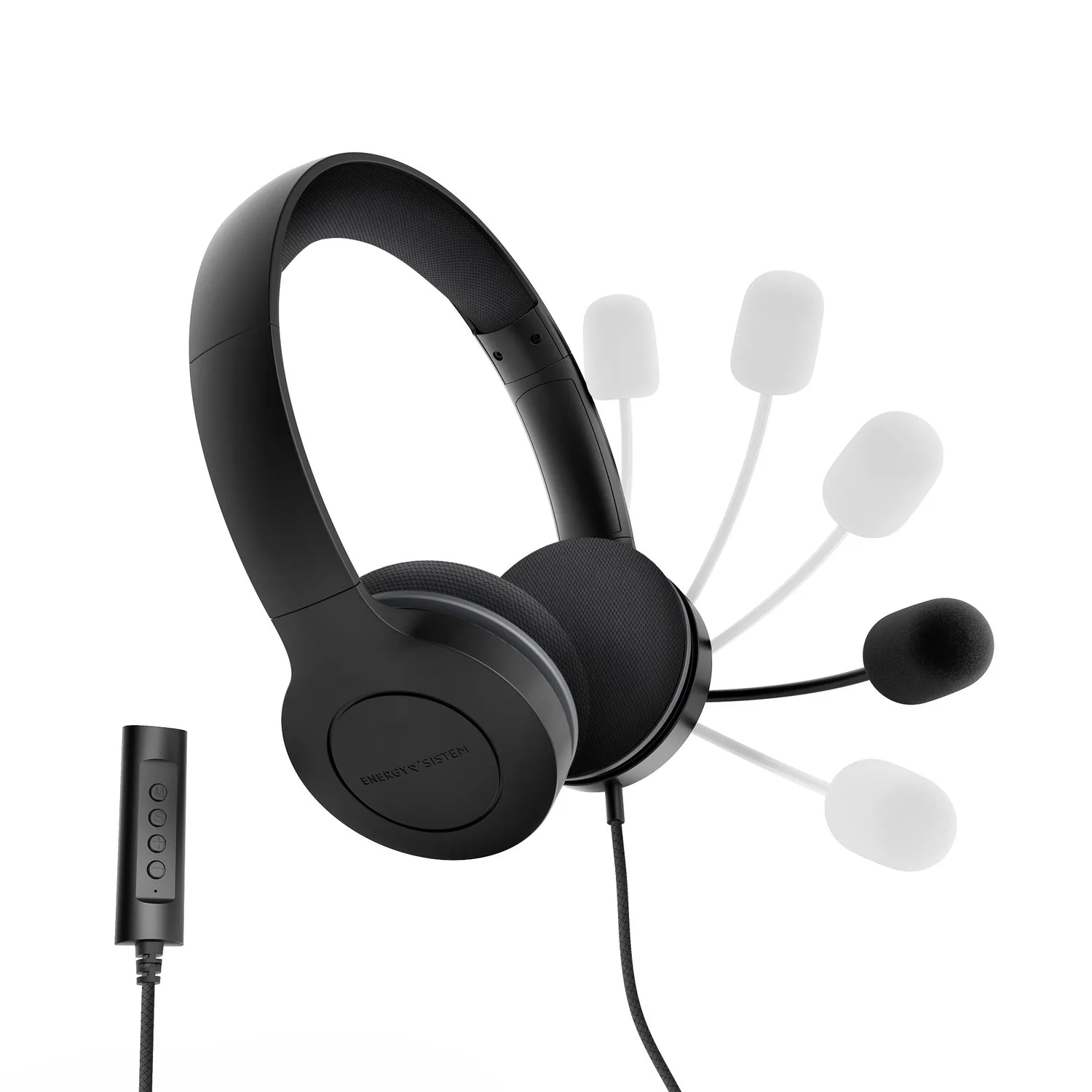 Energy Sistem Office 3 casque micro noir jack USB visio