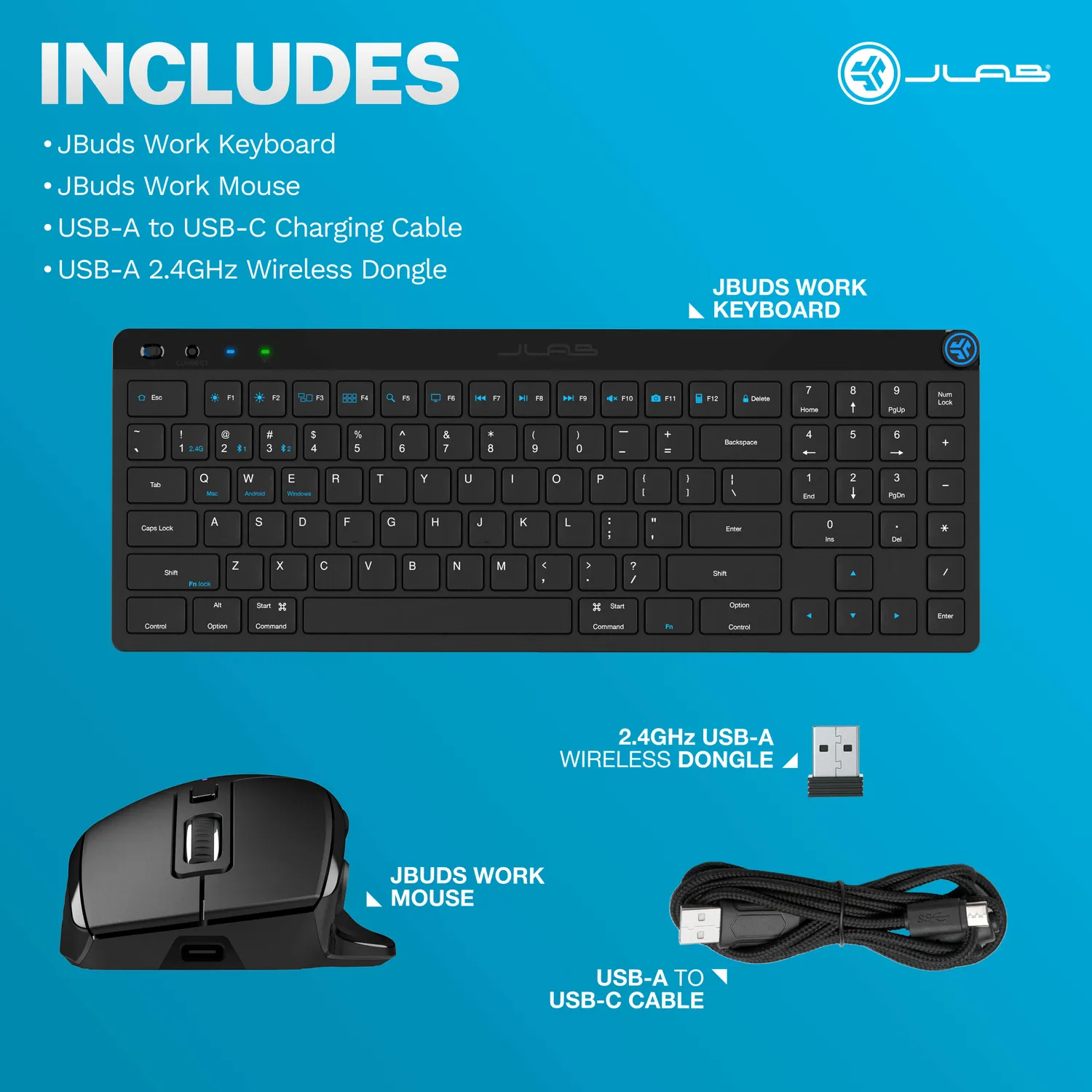JLab JBuds clavier + souris sans fil 3 appareils multi-device