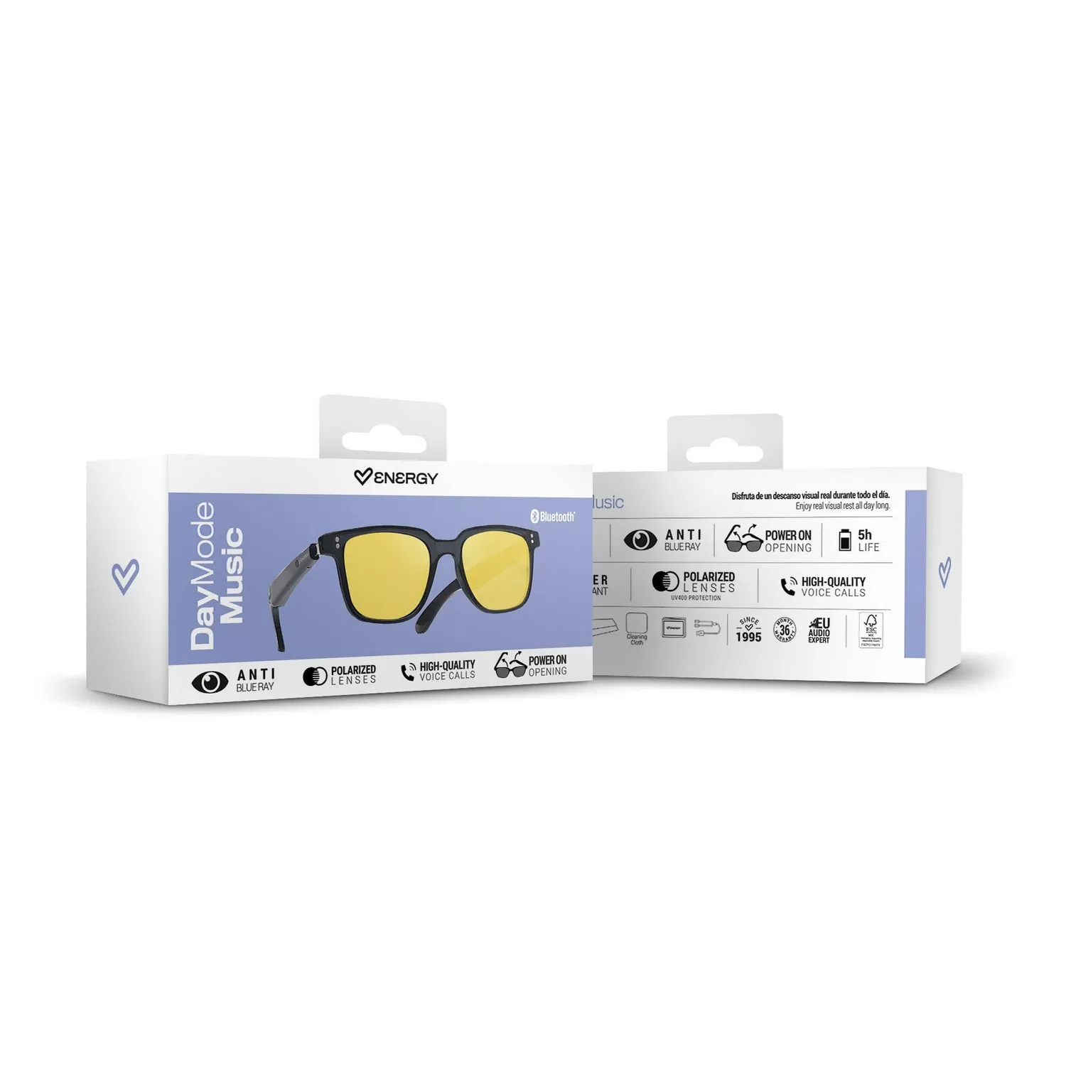 Energy Sistem Day Mode Music Sunglasses lunettes bluetooth noire verres jaunes