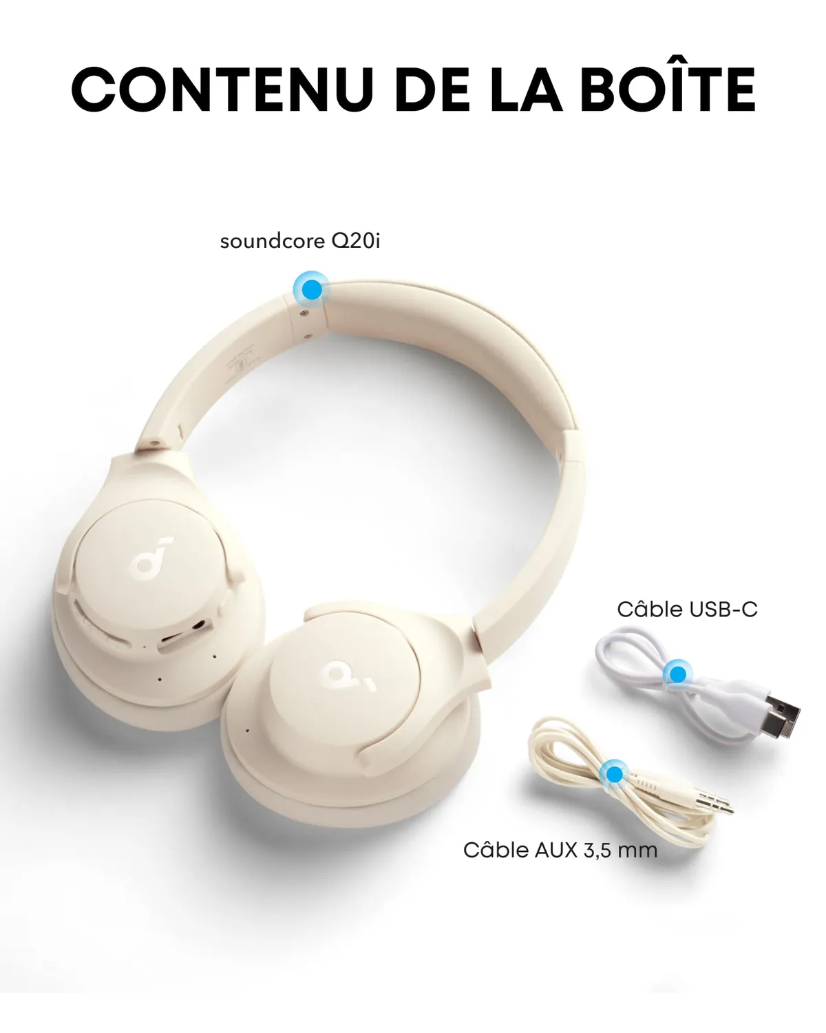 Soundcore Q20i casque Bluetooth blanc ANC