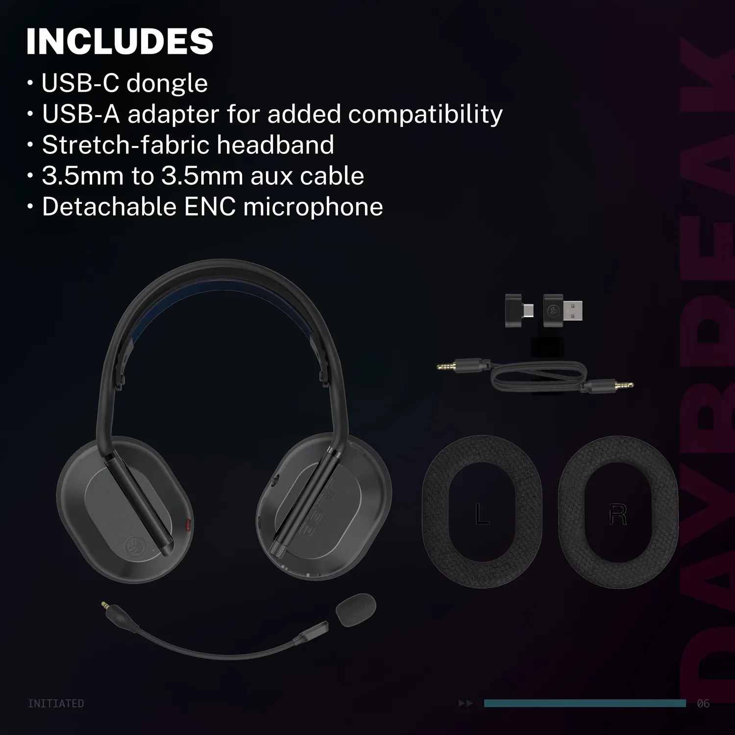JLab Daybreak casque gaming noir sans fil double driver