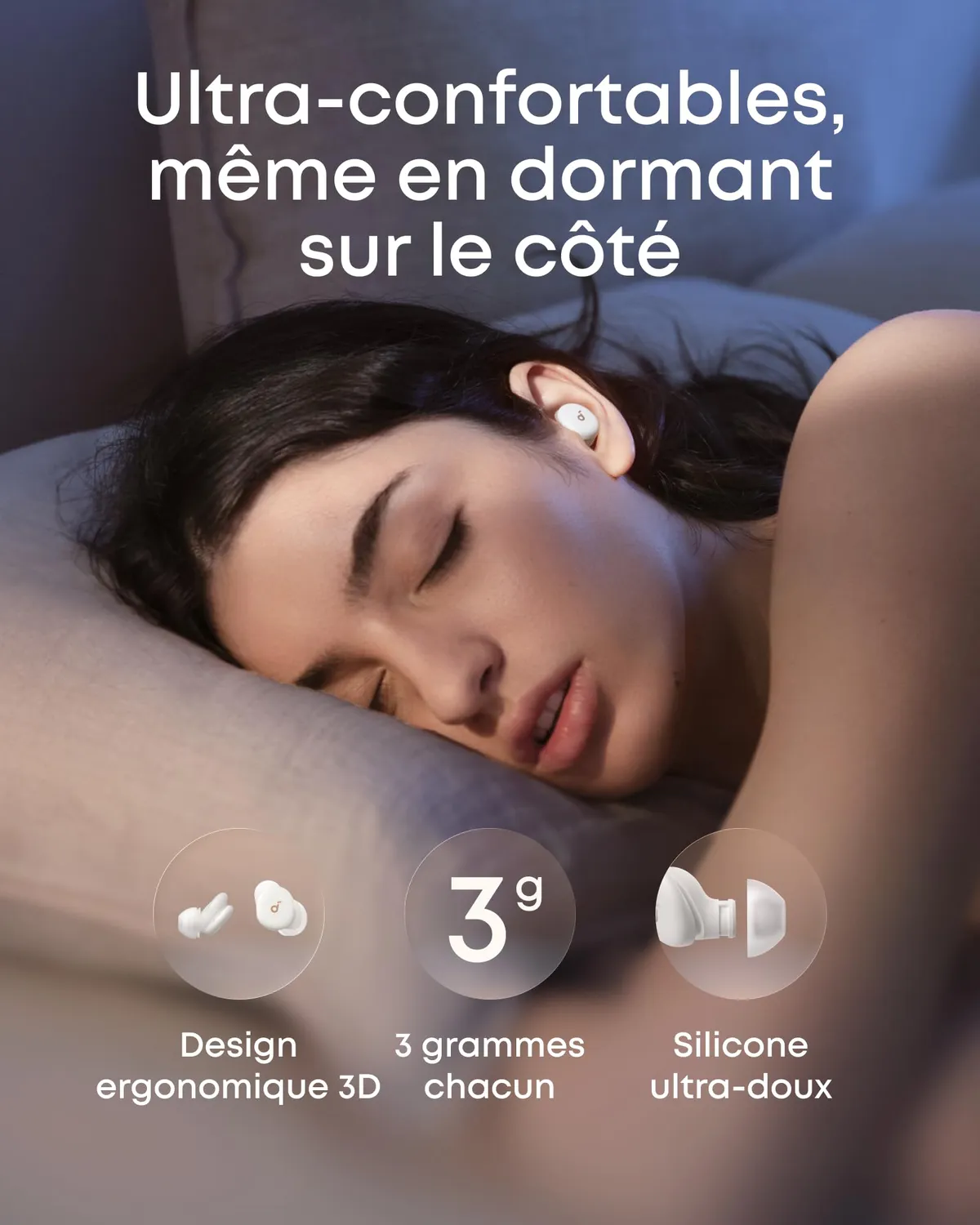 Soundcore Sleep A30 écouteurs sommeil blanc ANC nuit