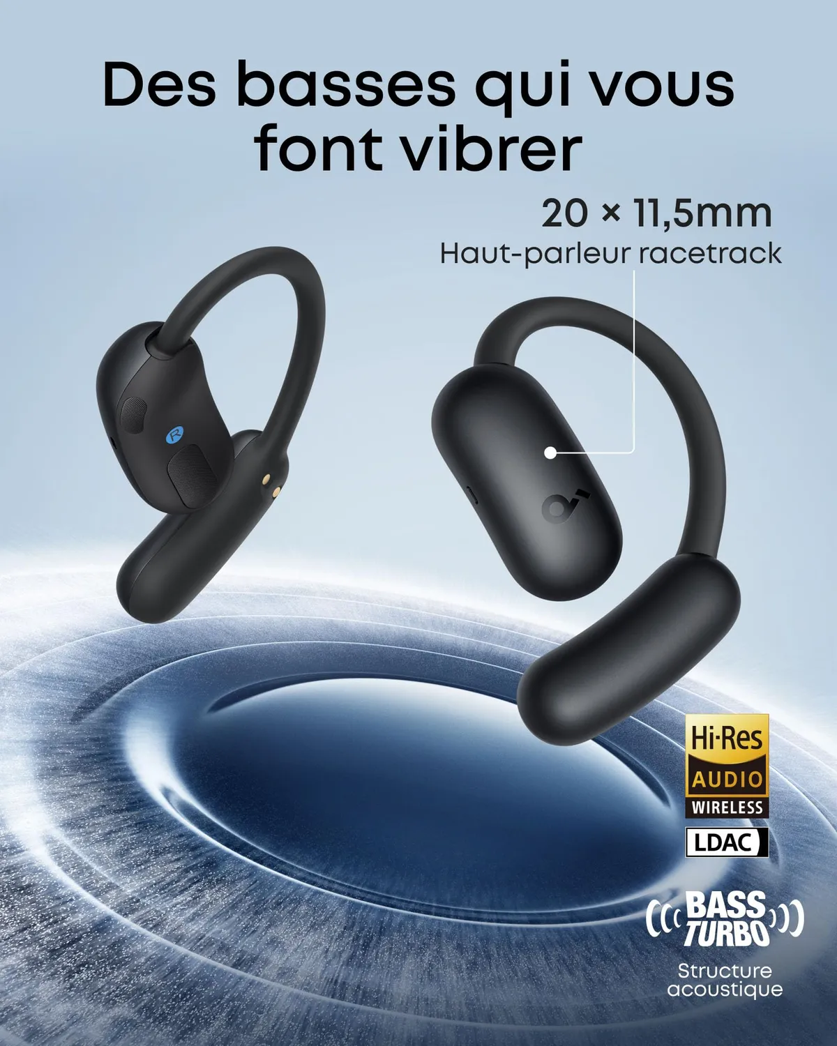 Soundcore AeroFit 2 écouteurs open-ear noir LDAC
