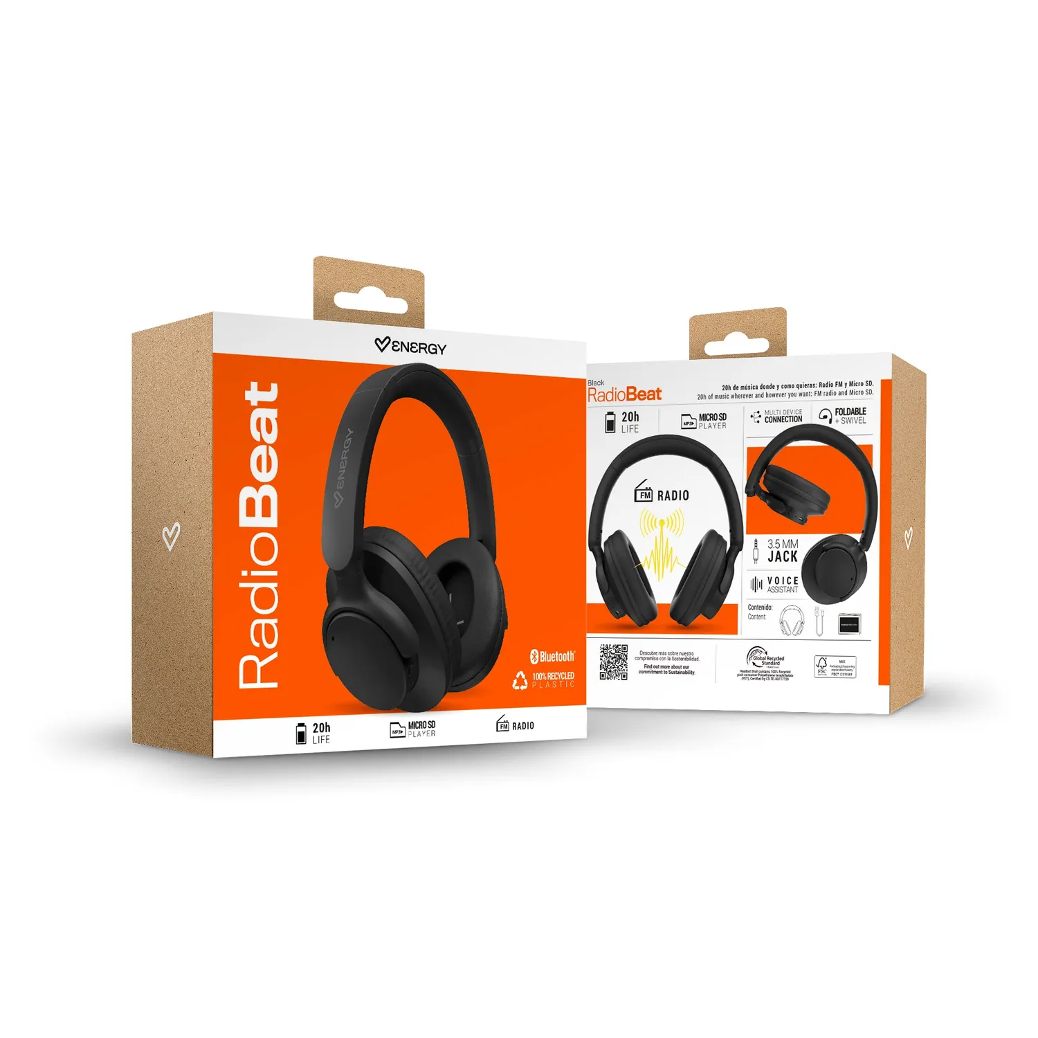 Energy Sistem RadioBeat casque Bluetooth noir radio FM 20 h