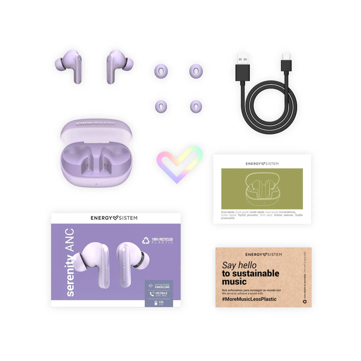 Energy Sistem Serenity ANC écouteurs True Wireless Lavender 25h