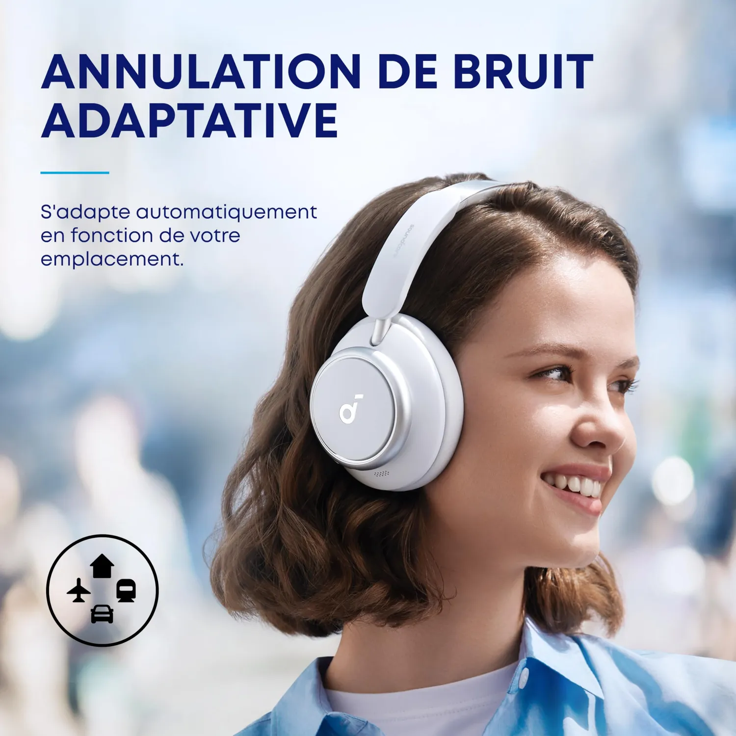 Soundcore Space Q45 casque blanc réduction de bruit