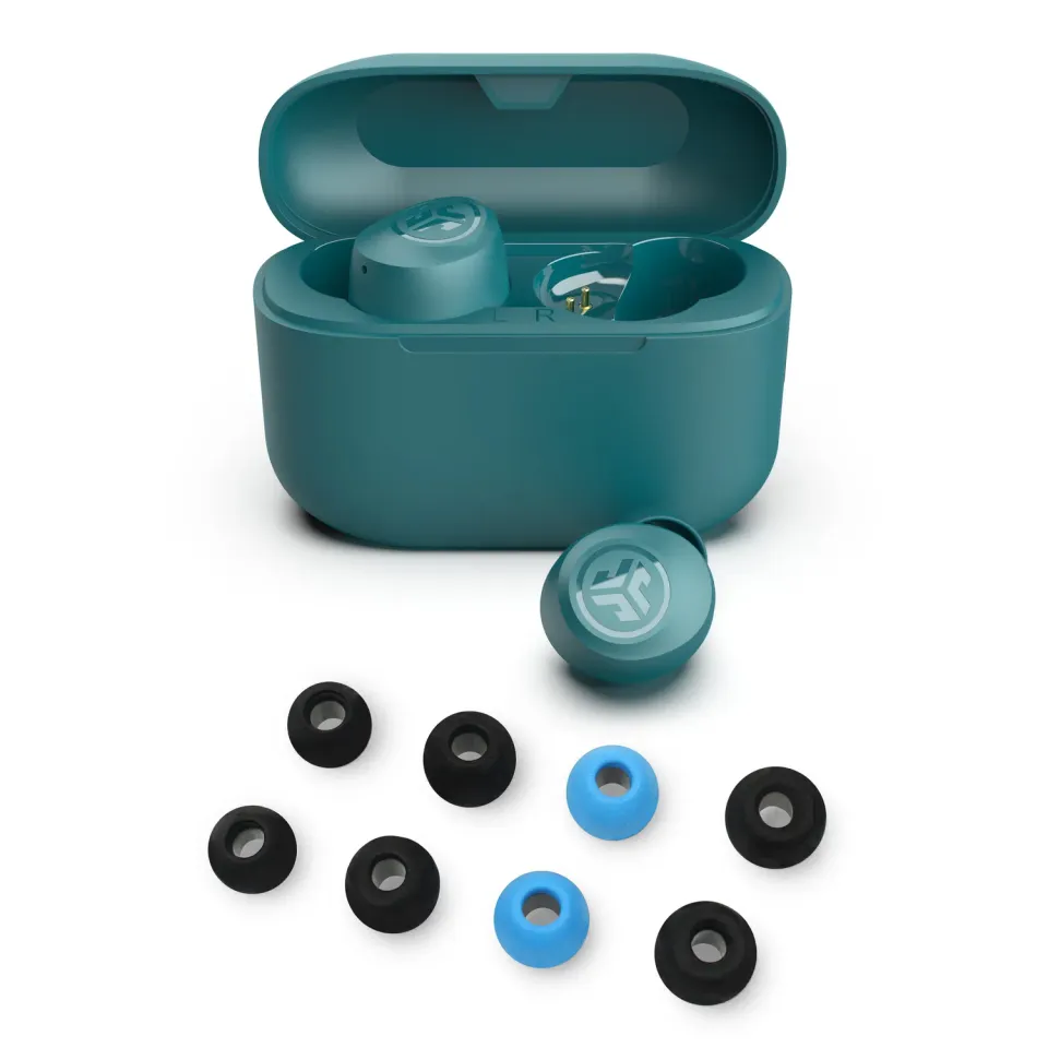 JLab Go Pop+ écouteurs bluetooth teal + embouts foam