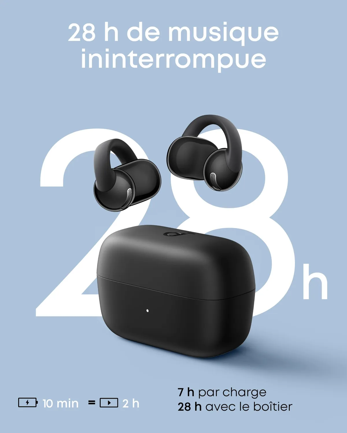 soundcore C50i écouteurs ouverts bluetooth noir maintien