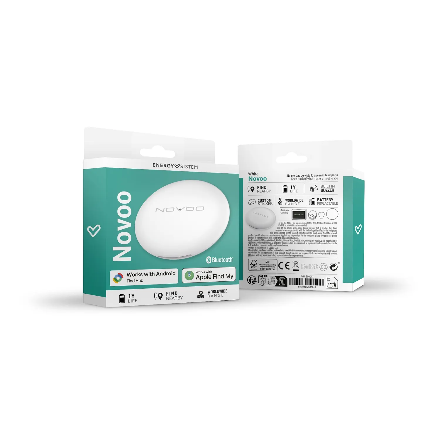 Energy Sistem Novoo smart tag tracker blanc 1 an