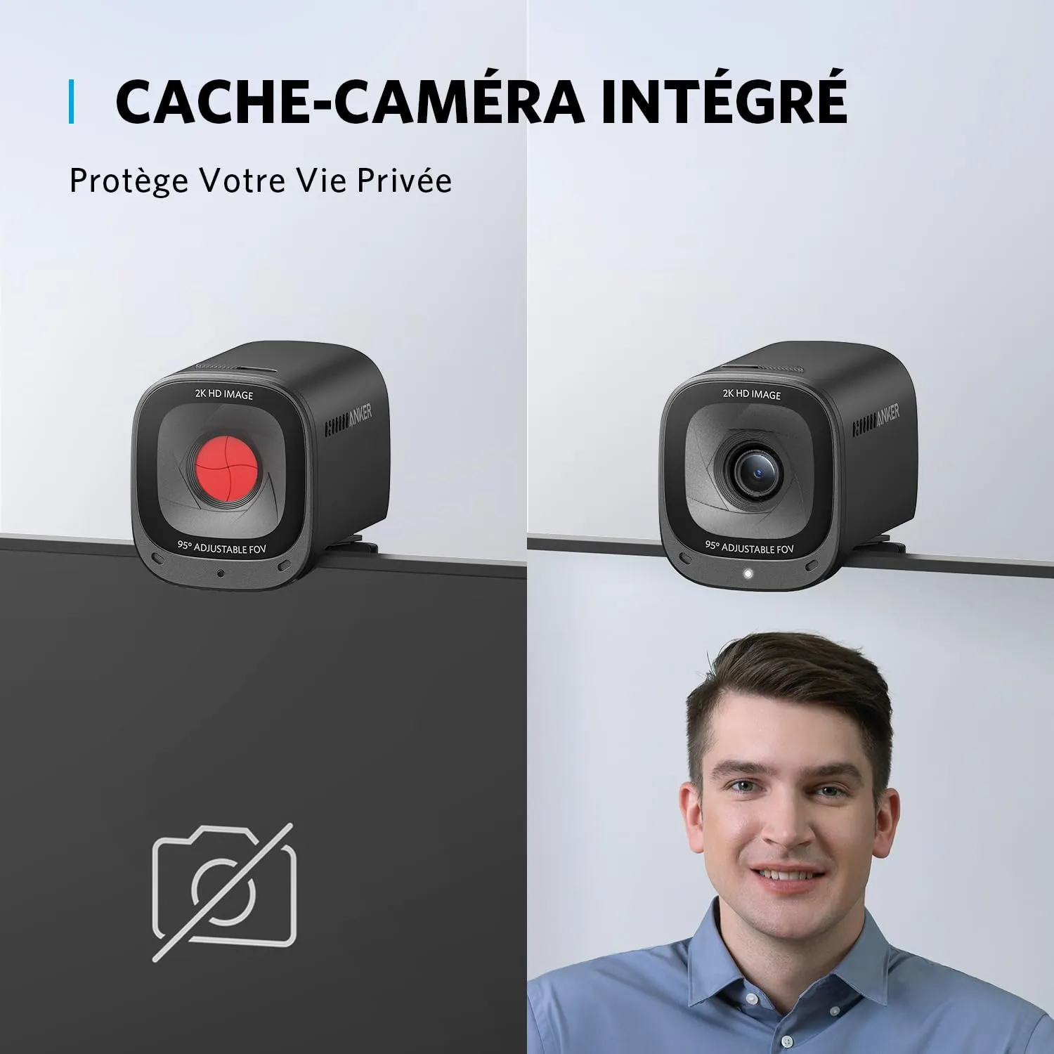 Anker PowerConf C200 webcam USB 2K micro IA