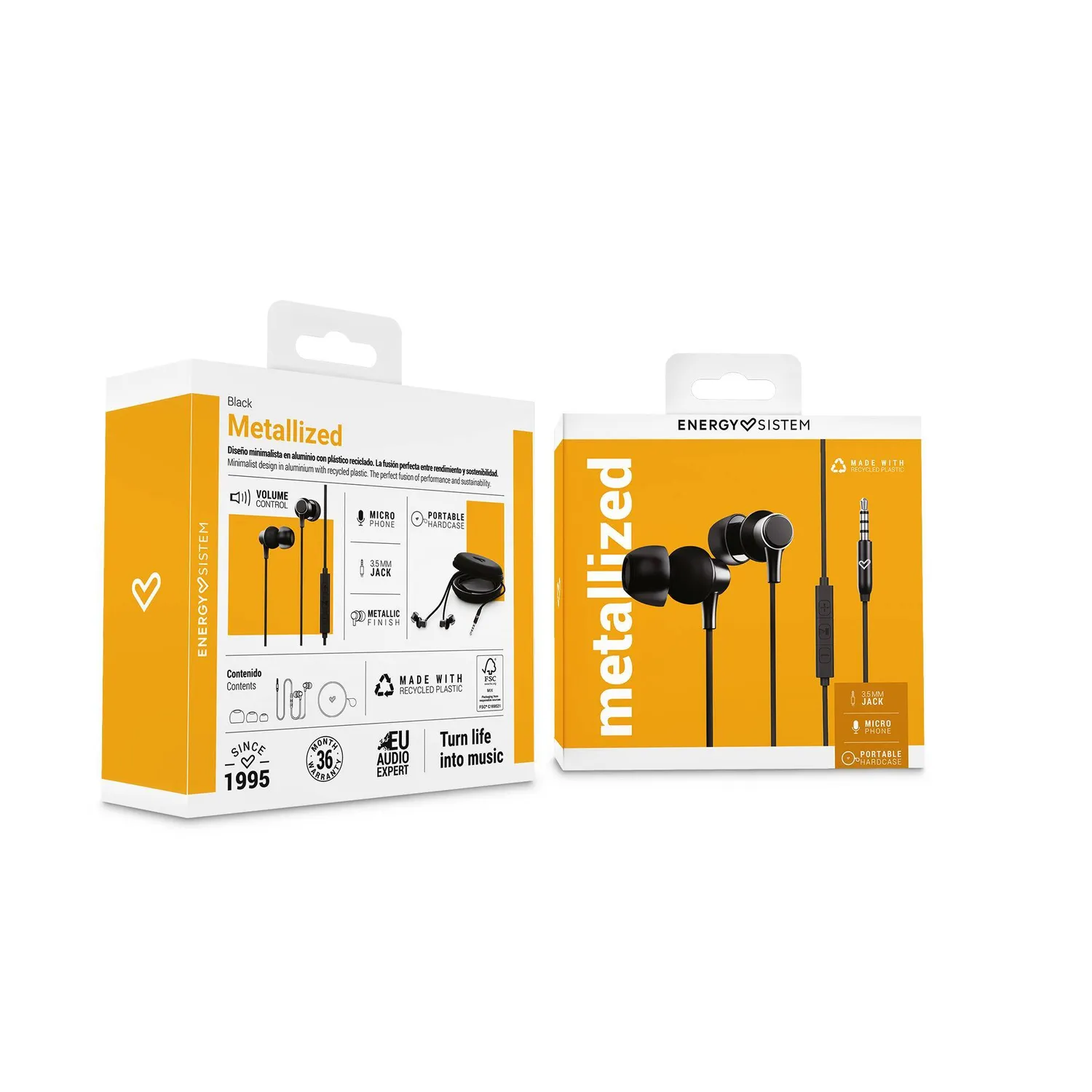 Energy Sistem Metallized Écouteurs Filaires Noir Alu