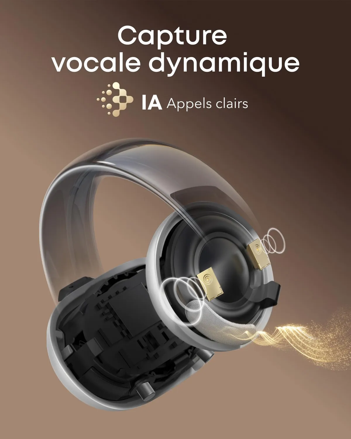 Soundcore AeroClip écouteurs ouverts champagne clip