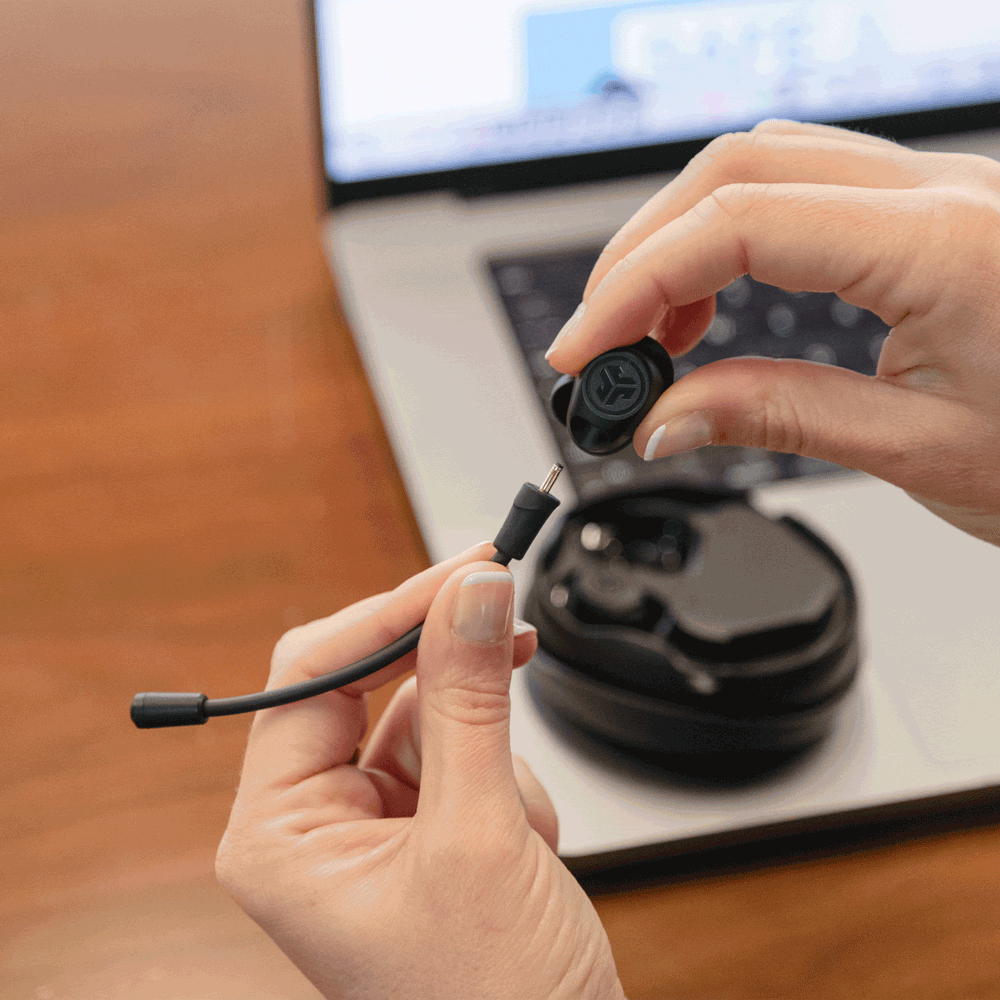 JLab Work Buds écouteurs noir micro perche détachable
