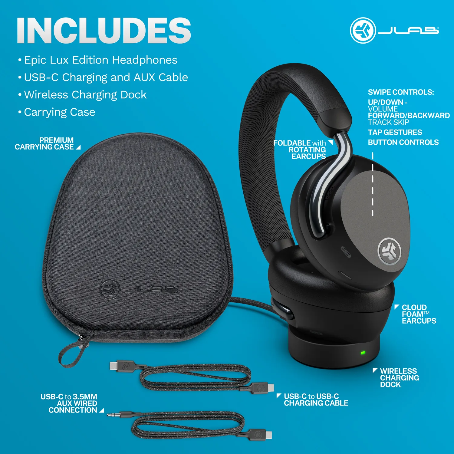 JLab Epic Lux Lab Edition casque ANC noir 90h Hi-Res