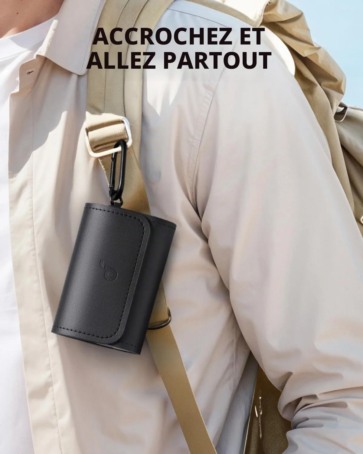 Soundcore AeroFit étui casque cuir PU mousqueton magnétique