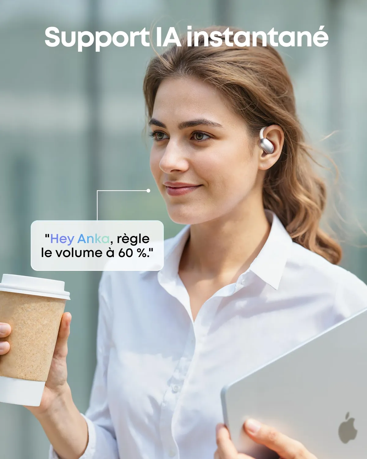 Soundcore AeroFit 2 écouteurs ouverts blanc traduction IA