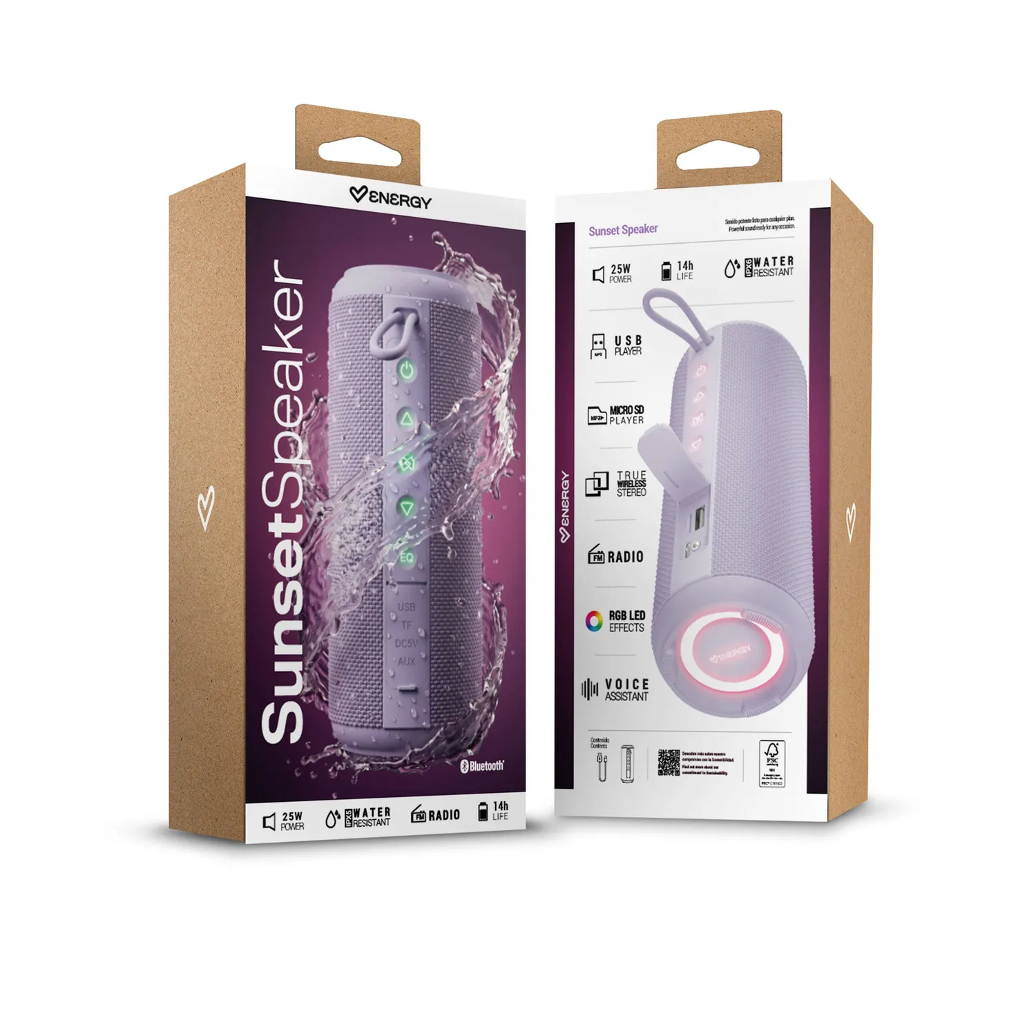 Energy Sistem Sunset Speaker enceinte Bluetooth mauve 25W RGB